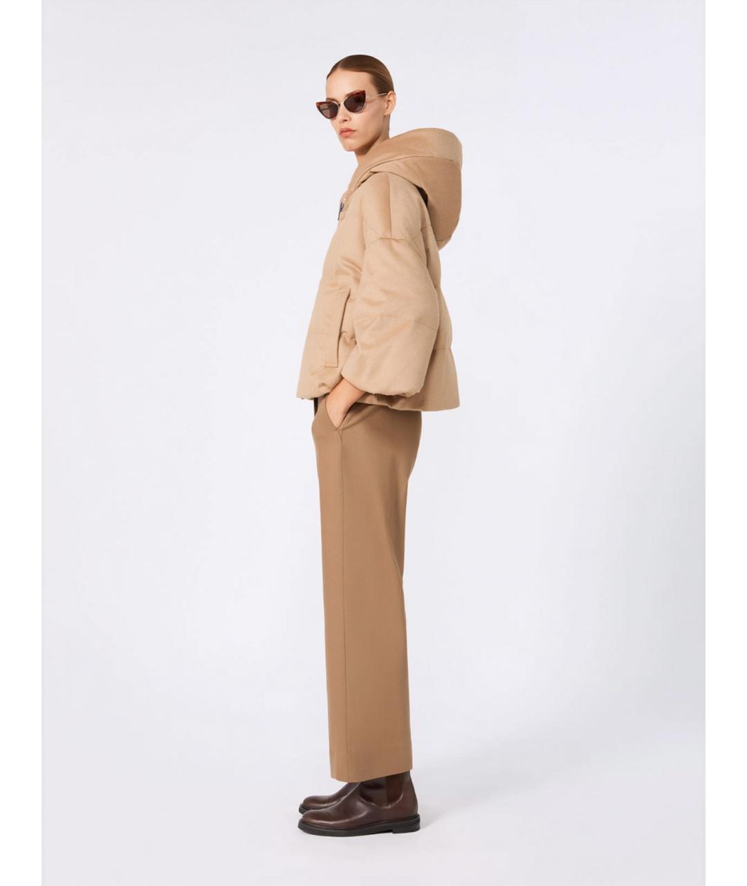 'S MAX MARA Бежевые шерстяные прямые брюки, фото 2