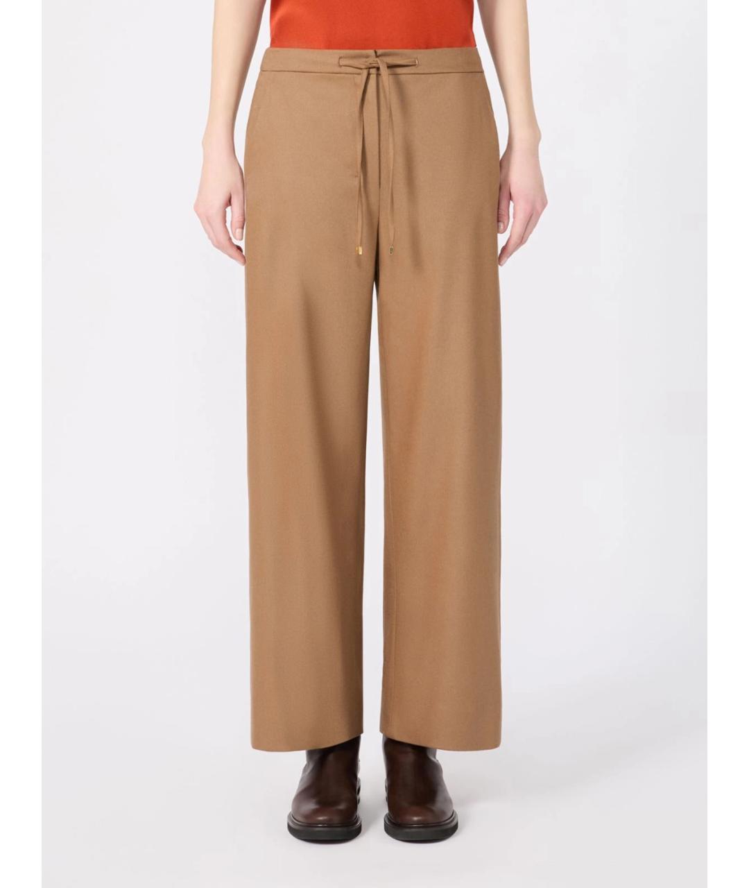 'S MAX MARA Бежевые шерстяные прямые брюки, фото 3