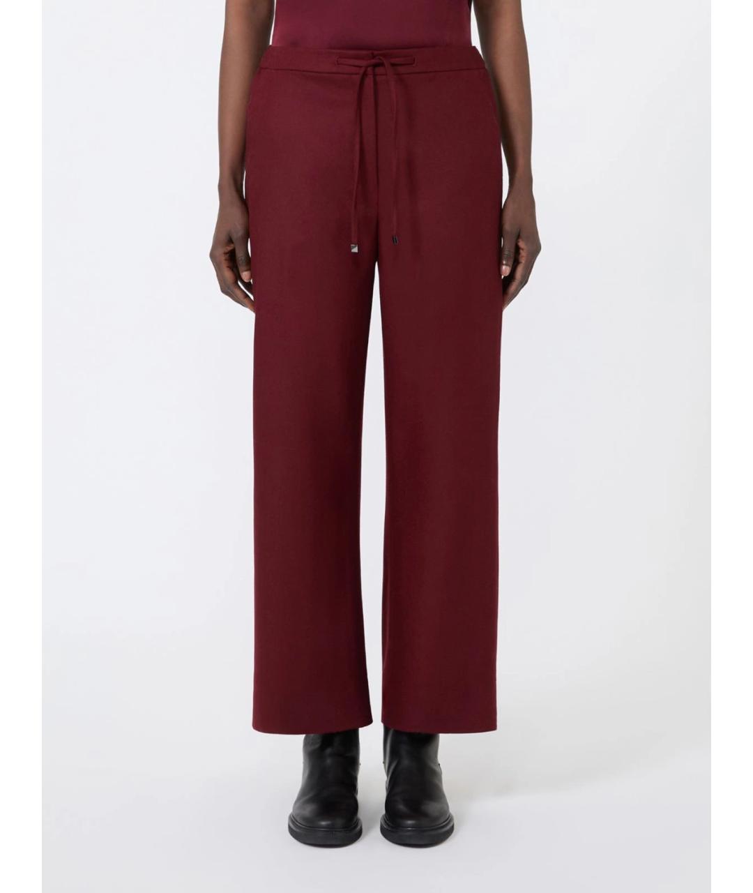 'S MAX MARA Бордовые шерстяные прямые брюки, фото 3