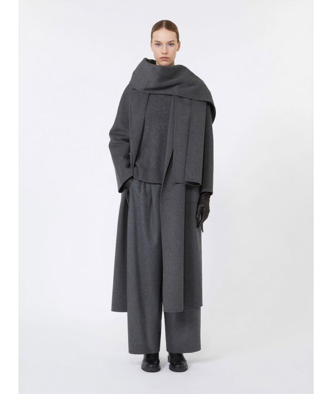 'S MAX MARA Серые шерстяные брюки широкие, фото 2