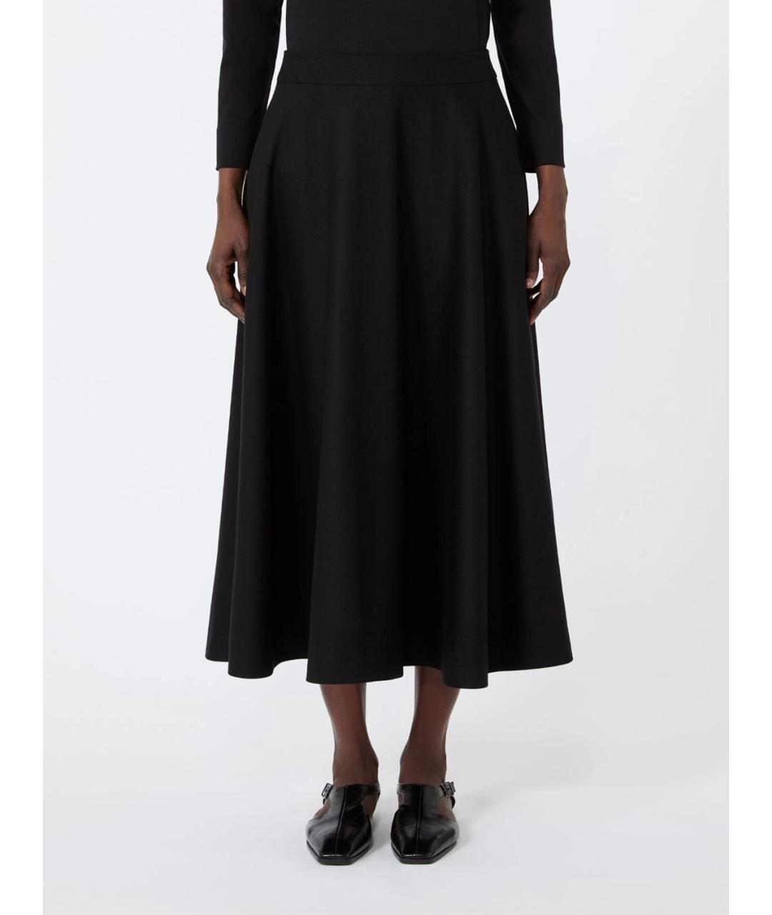 'S MAX MARA Черная шерстяная юбка миди, фото 3