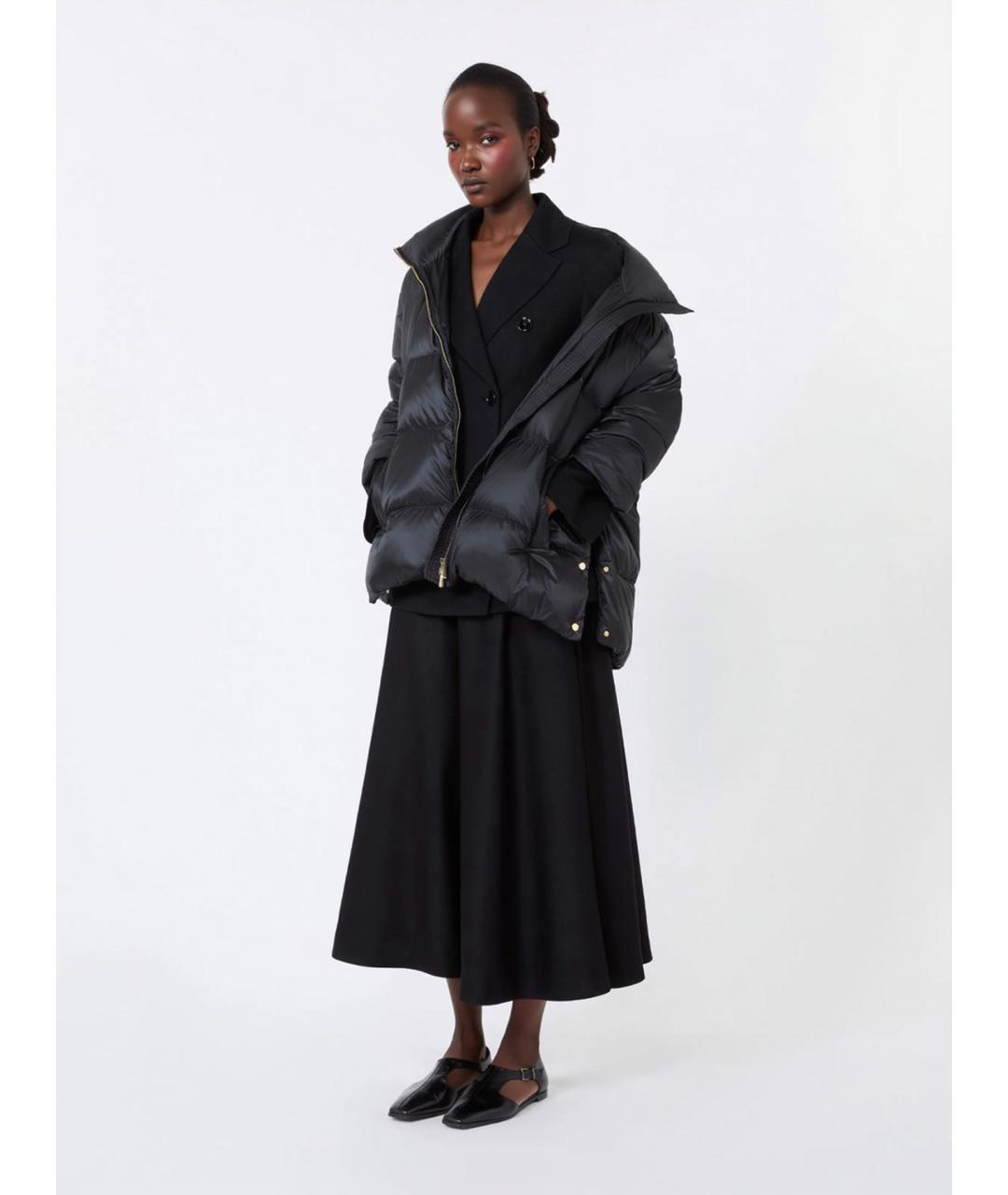 'S MAX MARA Черная шерстяная юбка миди, фото 2