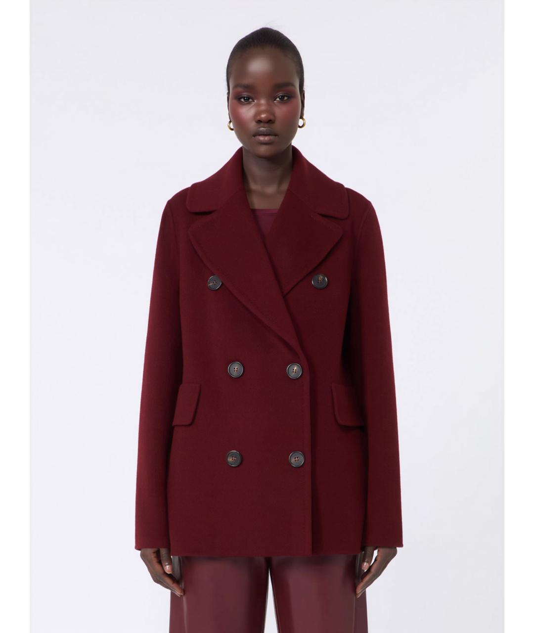 'S MAX MARA Бордовое шерстяное пальто, фото 3