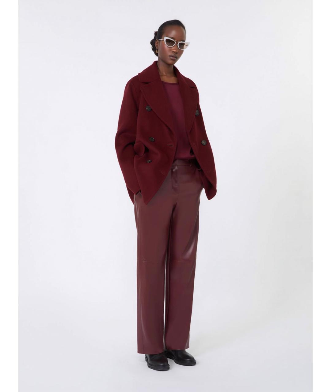 'S MAX MARA Бордовое шерстяное пальто, фото 2