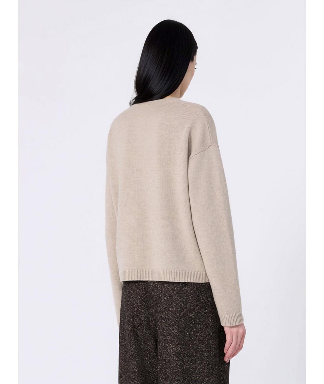 'S MAX MARA Бежевый шерстяной джемпер / свитер, фото 4