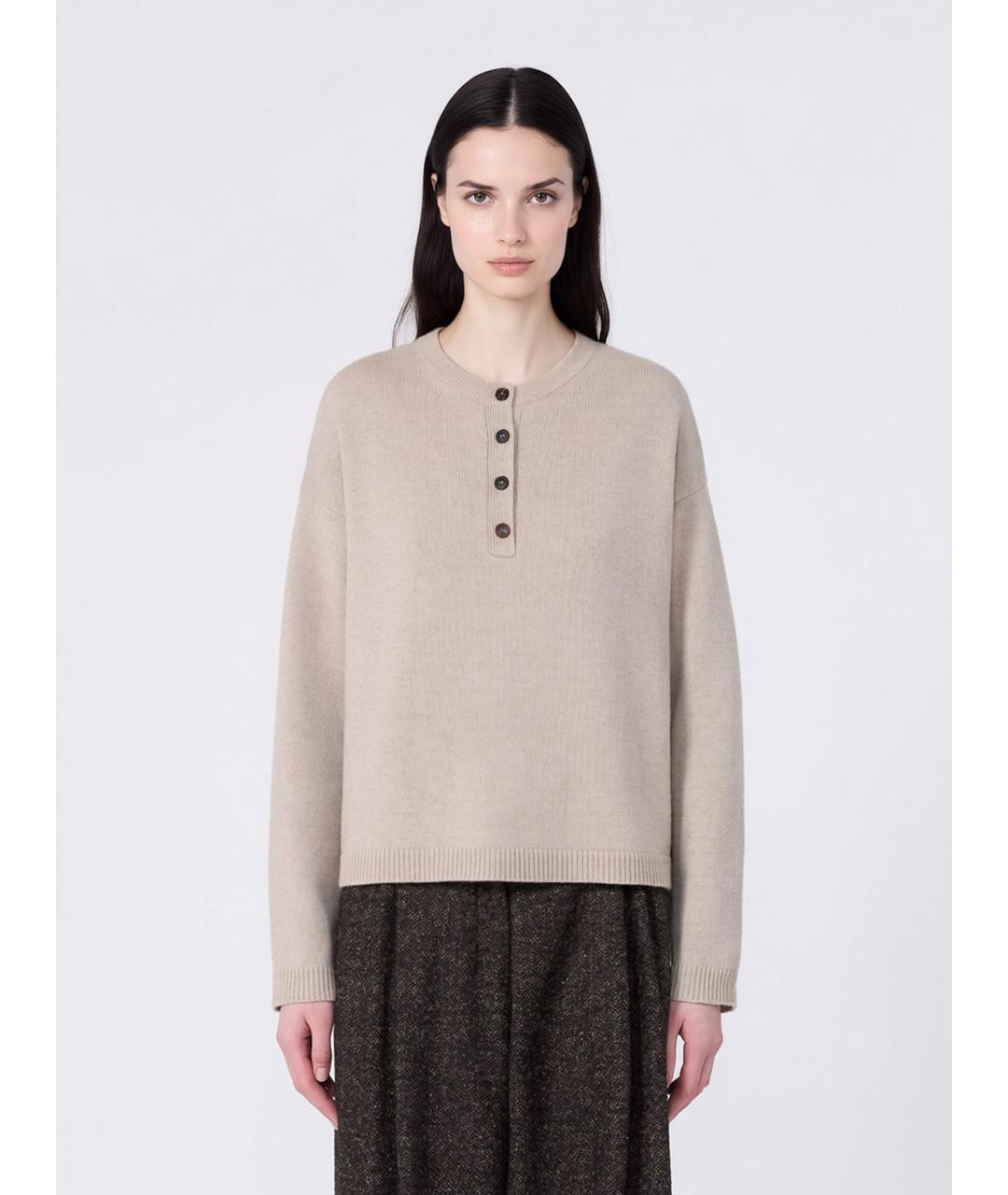 'S MAX MARA Бежевый шерстяной джемпер / свитер, фото 3