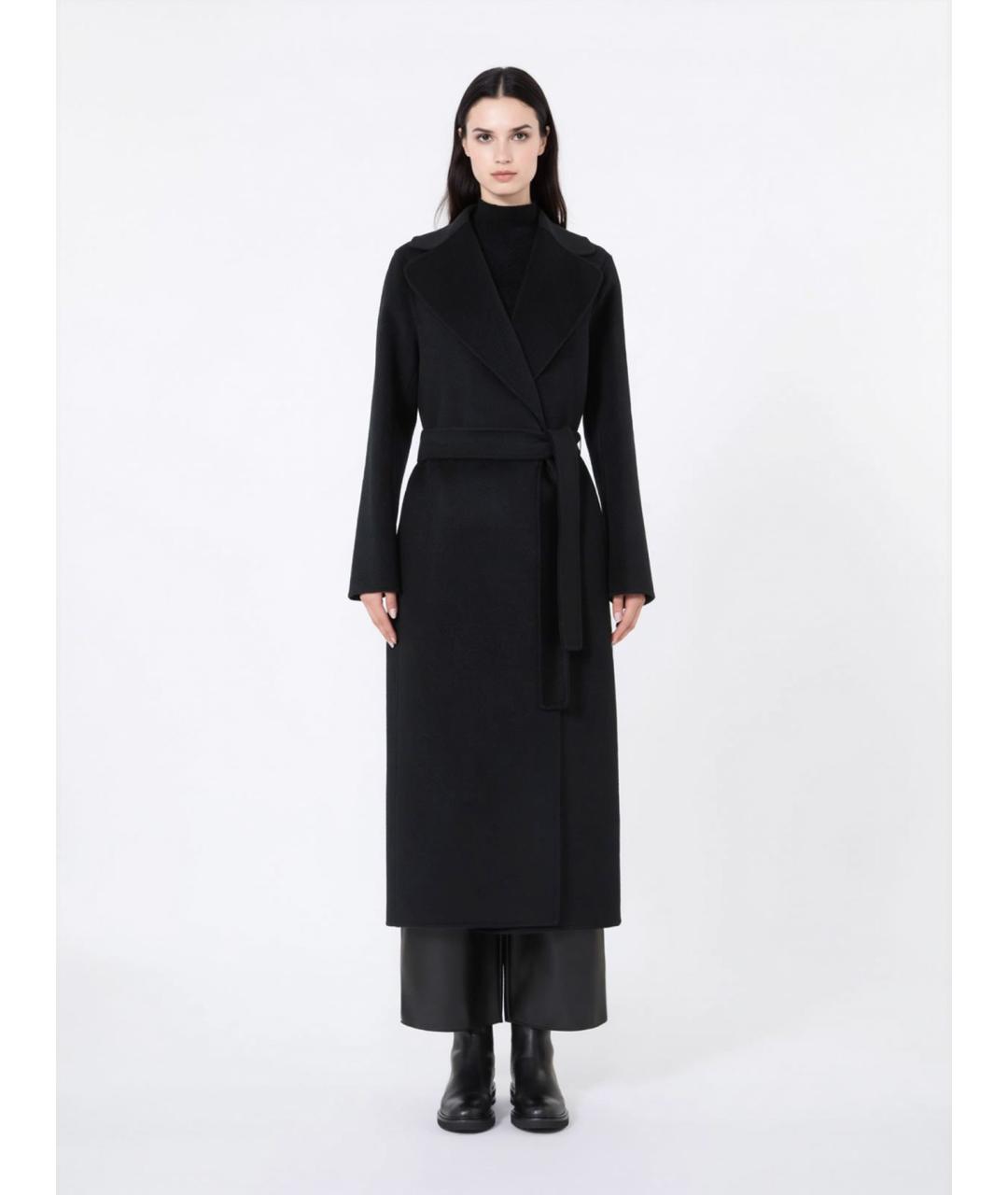 'S MAX MARA Черное шерстяное пальто, фото 2