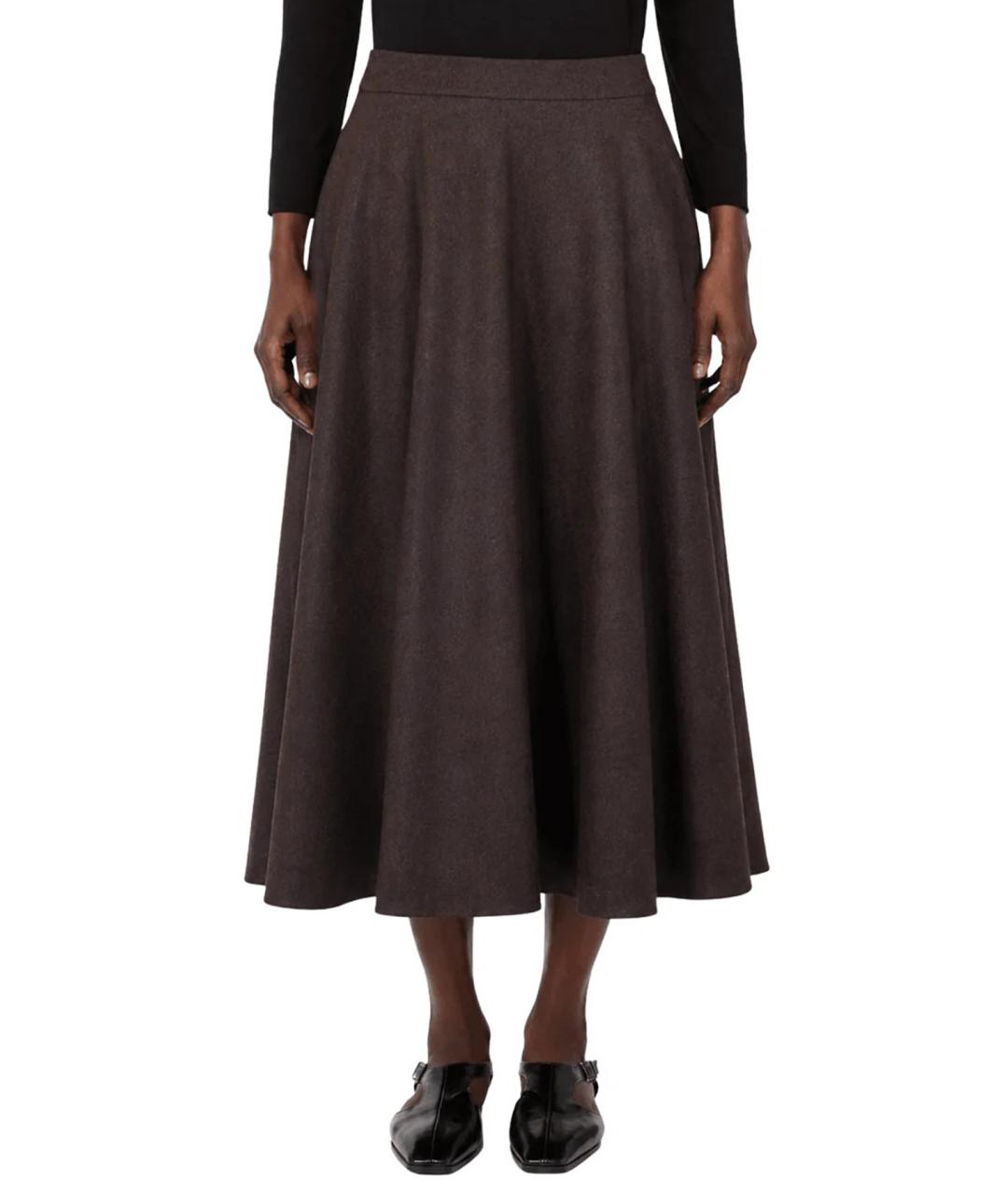 'S MAX MARA Коричневая шерстяная юбка миди, фото 2