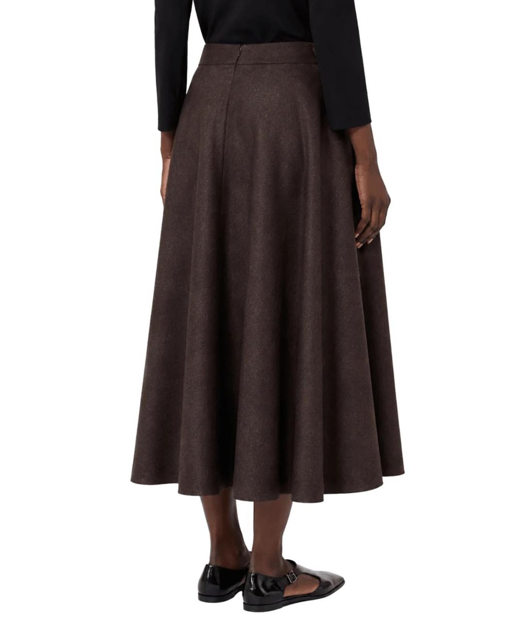 'S MAX MARA Коричневая шерстяная юбка миди, фото 3