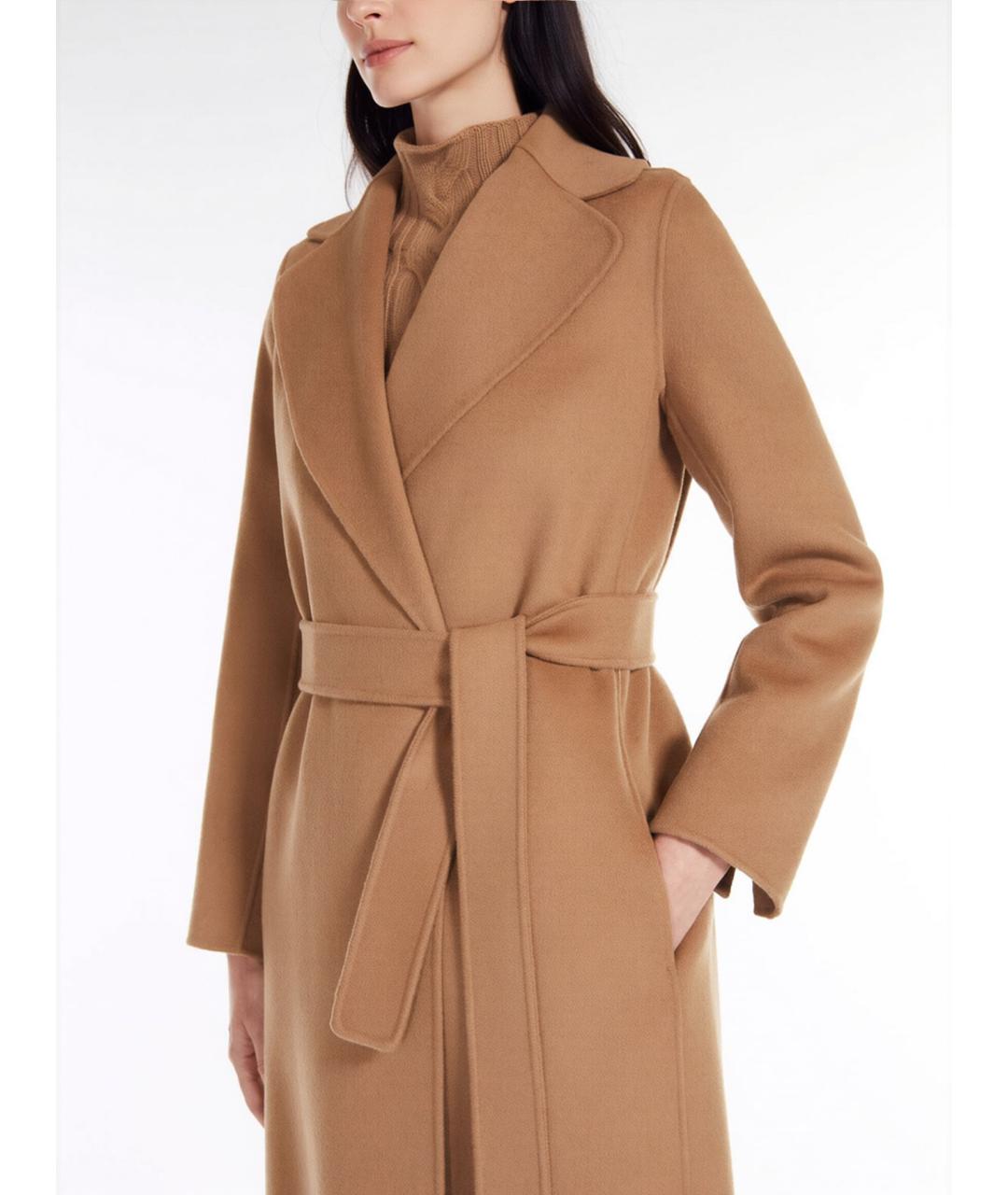 'S MAX MARA Бежевое шерстяное пальто, фото 5