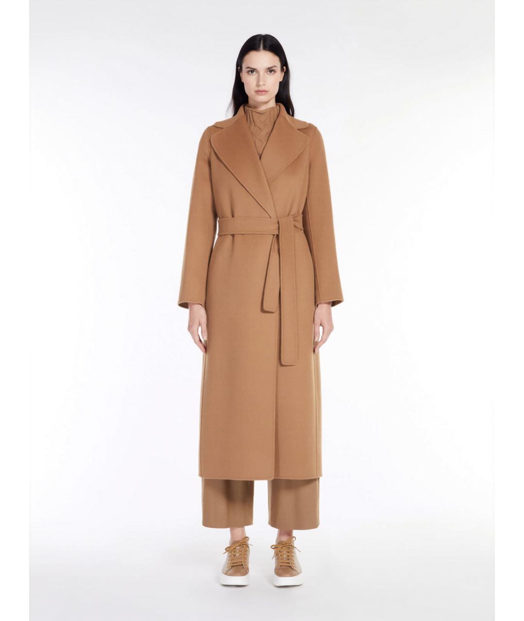 'S MAX MARA Бежевое шерстяное пальто, фото 3
