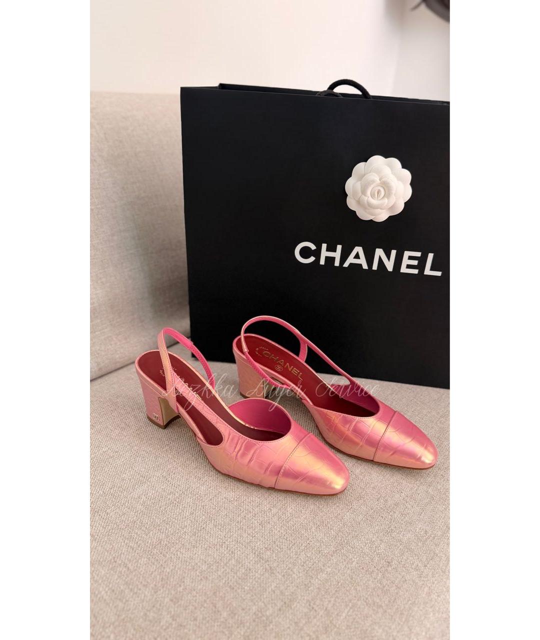 CHANEL Розовые кожаные мюли, фото 2