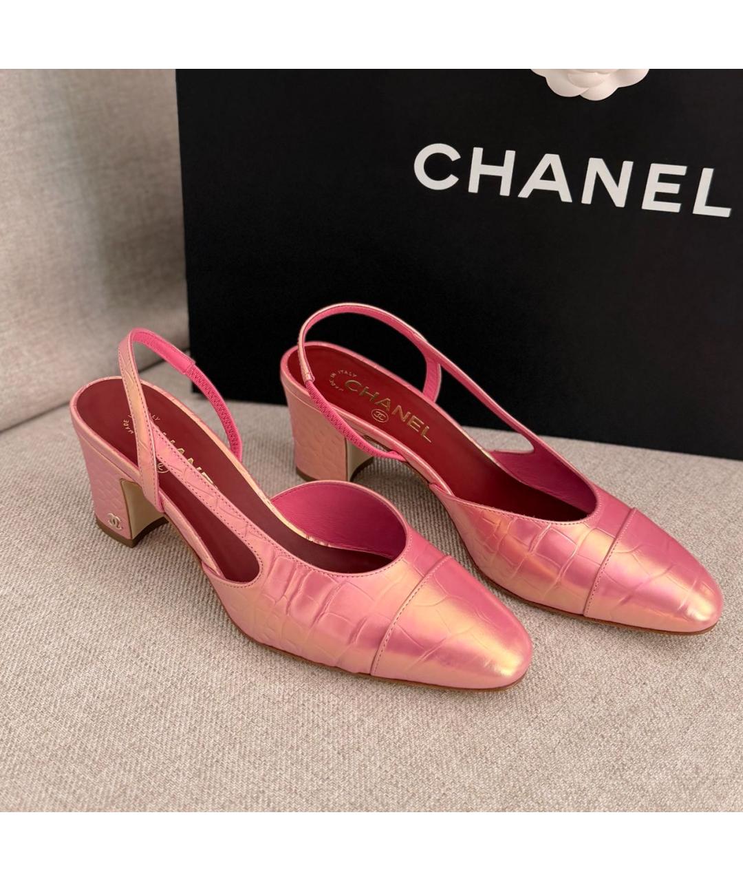 CHANEL Розовые кожаные мюли, фото 5