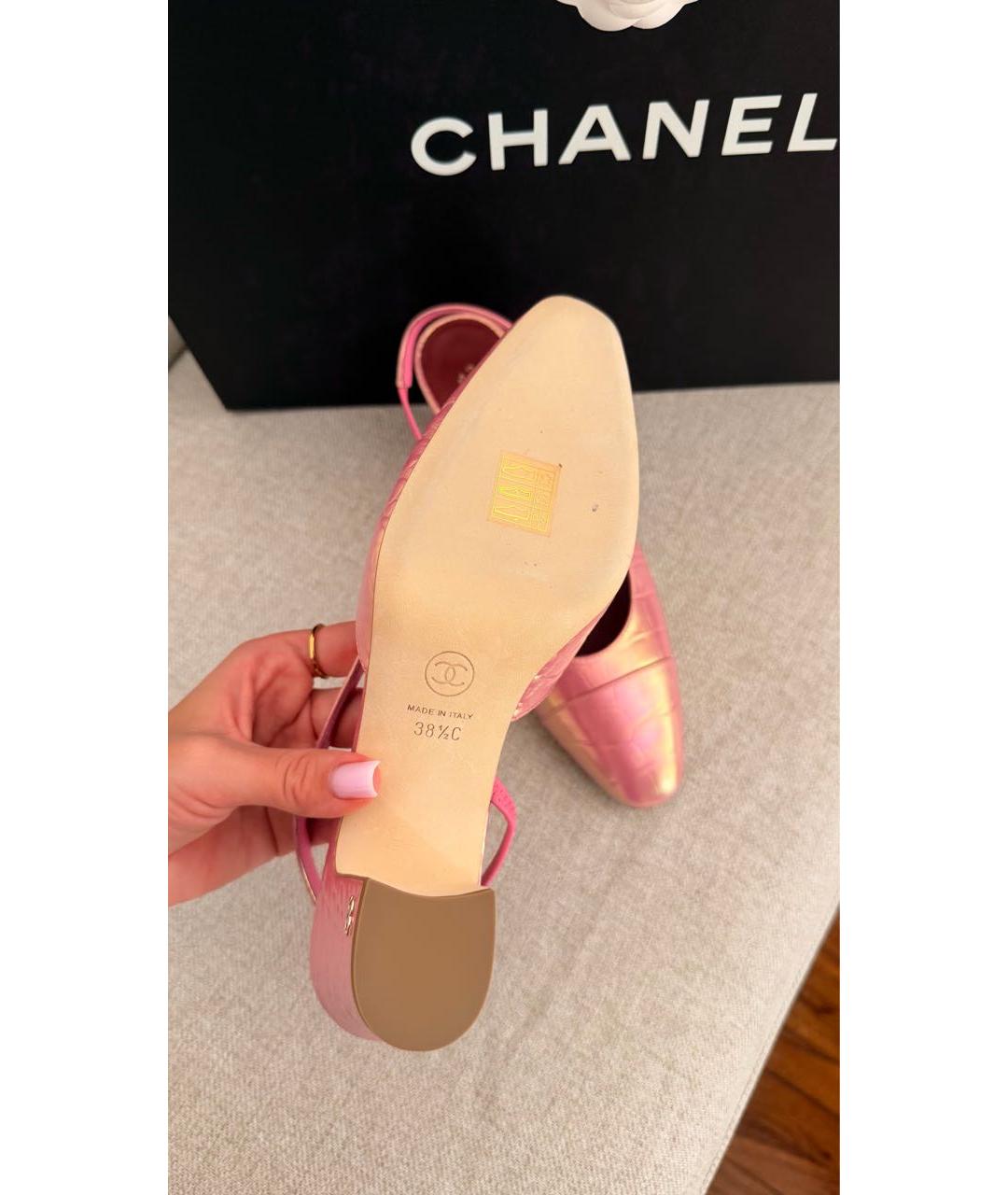 CHANEL Розовые кожаные мюли, фото 4