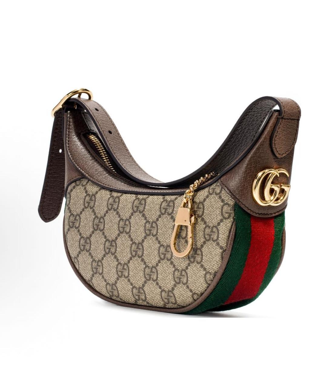 GUCCI Коричневая тканевая сумка с короткими ручками, фото 2