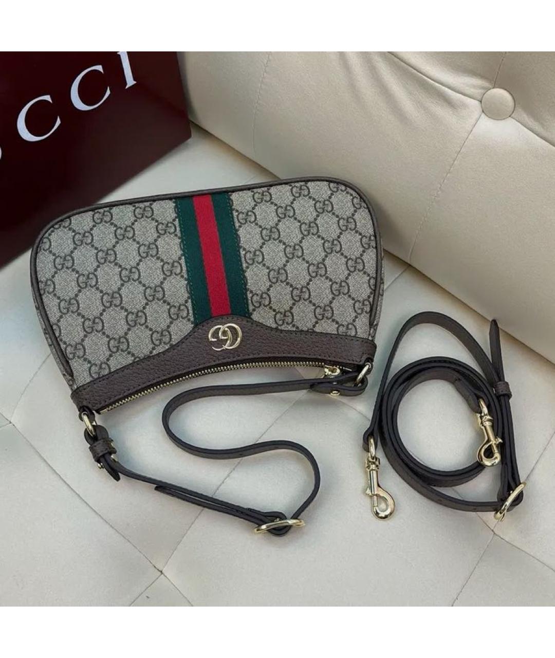 GUCCI Бежевая тканевая сумка с короткими ручками, фото 6