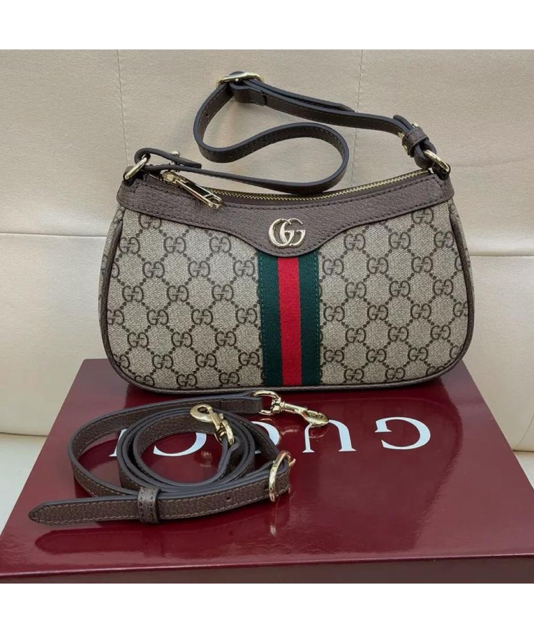 GUCCI Бежевая тканевая сумка с короткими ручками, фото 5