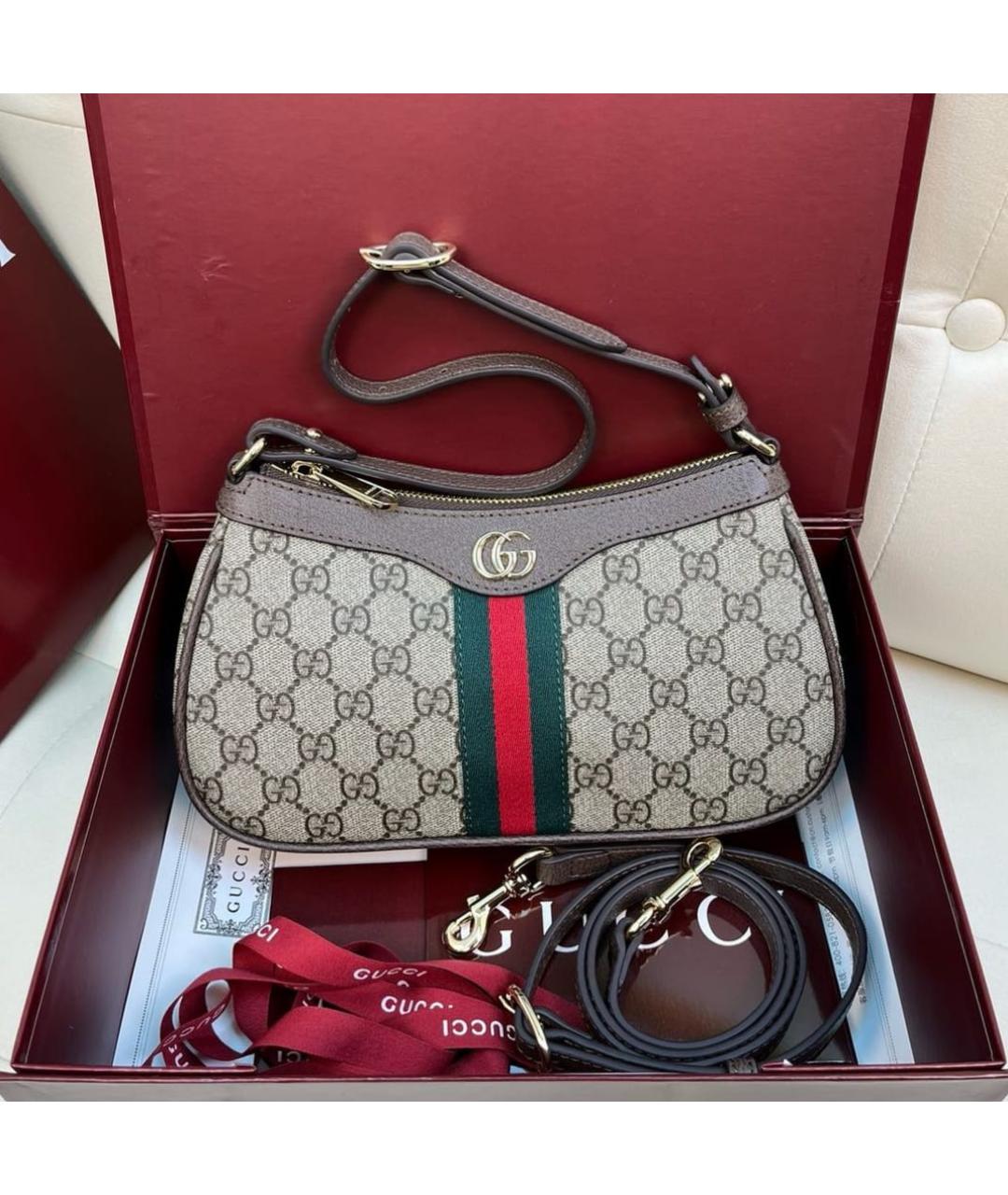 GUCCI Бежевая тканевая сумка с короткими ручками, фото 4