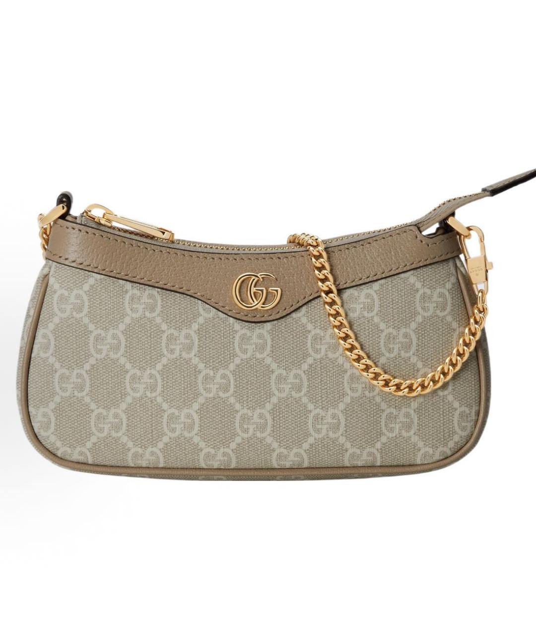 GUCCI Бежевая сумка с короткими ручками из канвы, фото 9
