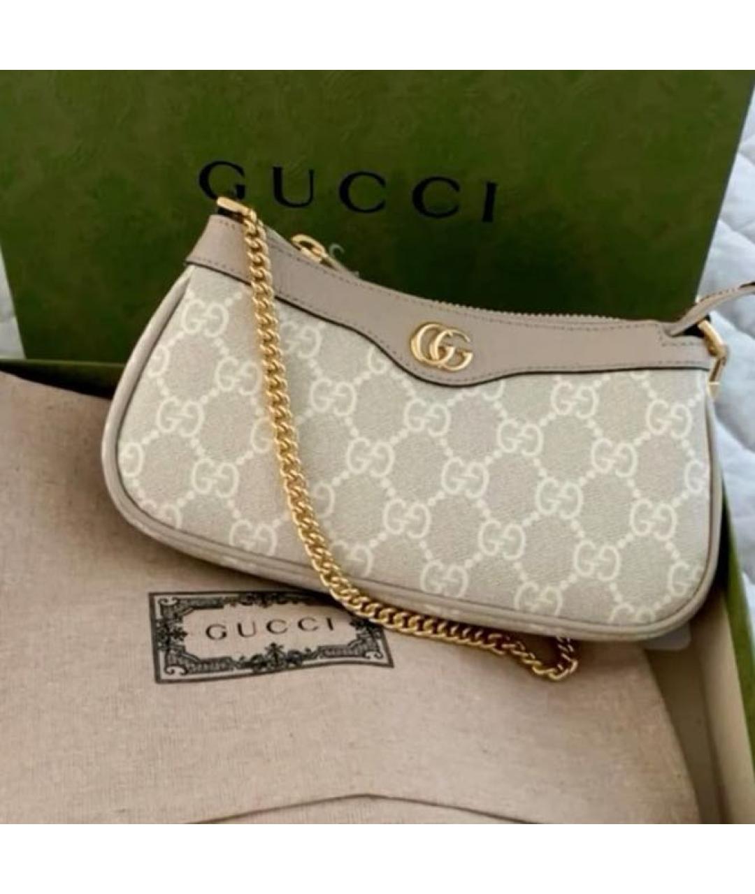 GUCCI Бежевая сумка с короткими ручками из канвы, фото 8