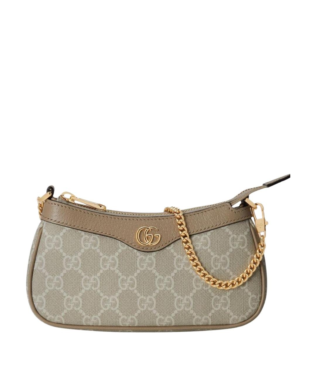GUCCI Бежевая сумка с короткими ручками из канвы, фото 1