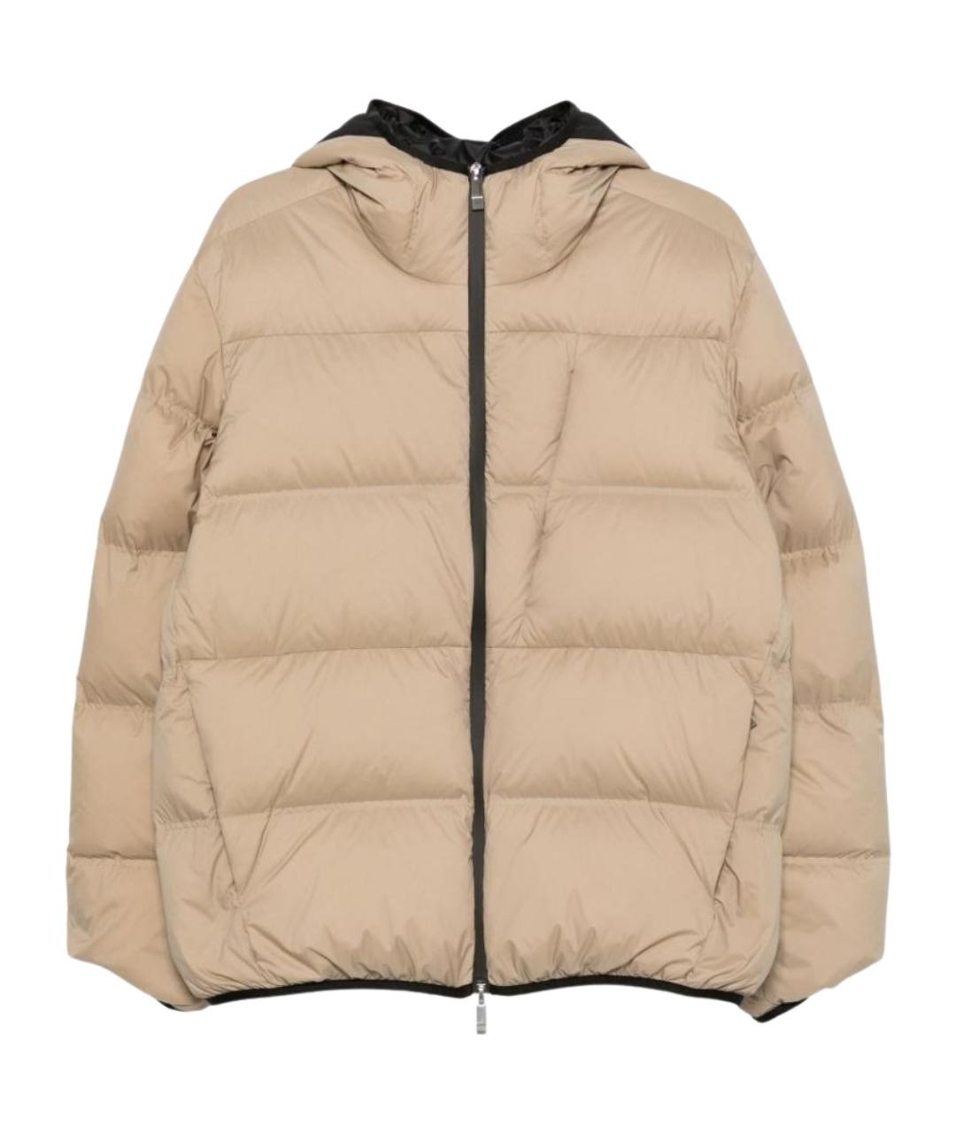 MONCLER Бежевый синтетический пуховик, фото 1