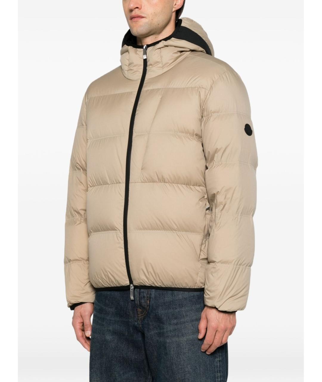 MONCLER Бежевый синтетический пуховик, фото 4