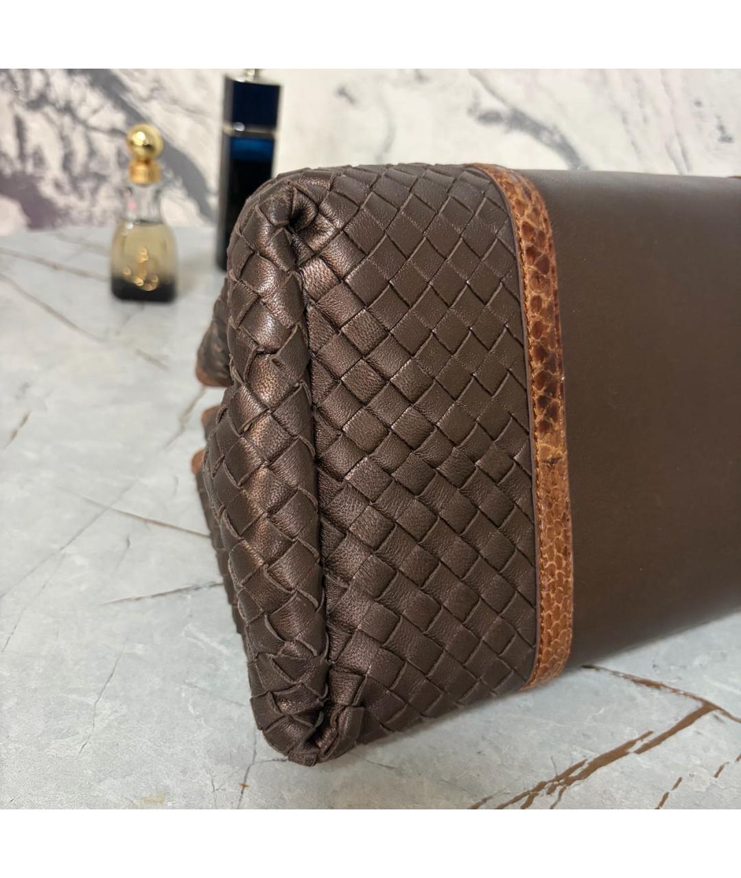 BOTTEGA VENETA Коричневая сумка тоут из кожи питона, фото 6