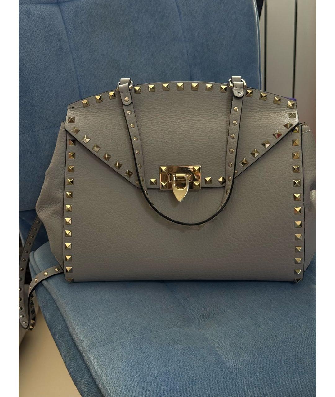 VALENTINO Серая кожаная сумка тоут, фото 6