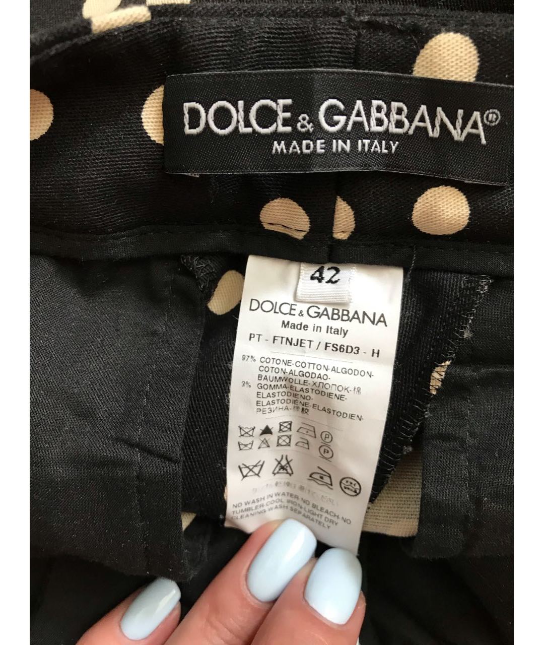 DOLCE&GABBANA Черные хлопко-эластановые прямые брюки, фото 3