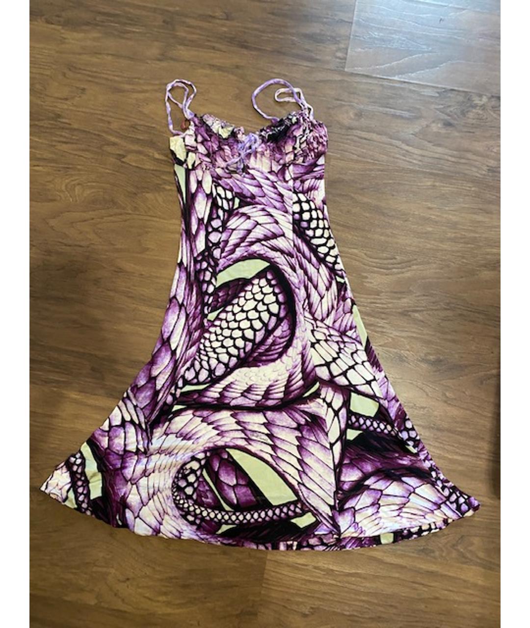 JUST CAVALLI Фиолетовое вискозное коктейльное платье, фото 6