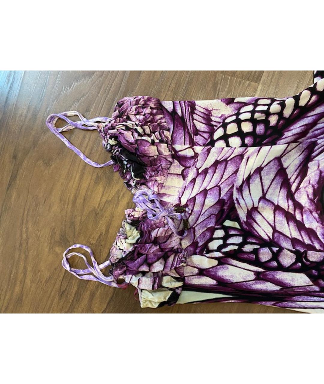 JUST CAVALLI Фиолетовое вискозное коктейльное платье, фото 5