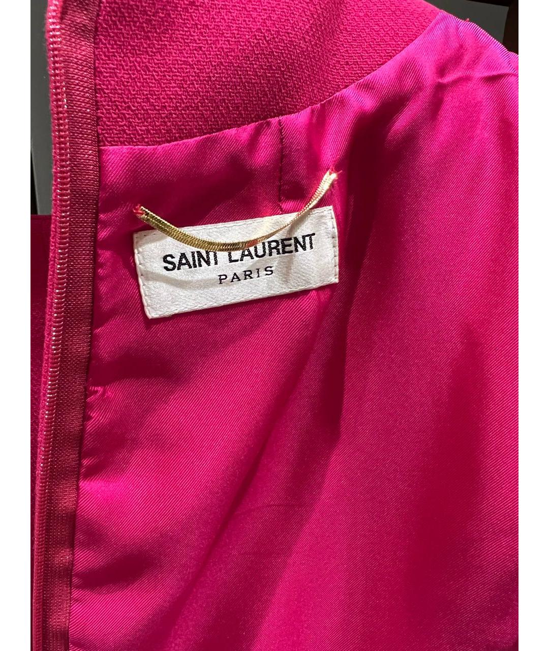 SAINT LAURENT Розовое шерстяное повседневное платье, фото 5