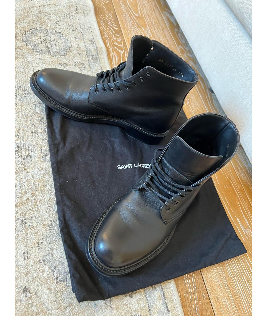 SAINT LAURENT Черные кожаные ботинки, фото 8
