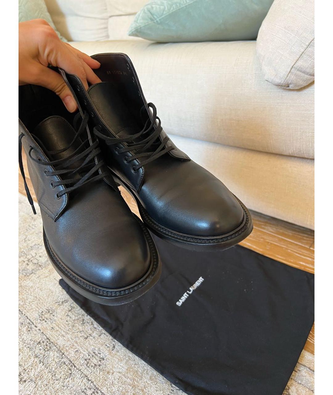 SAINT LAURENT Черные кожаные ботинки, фото 4