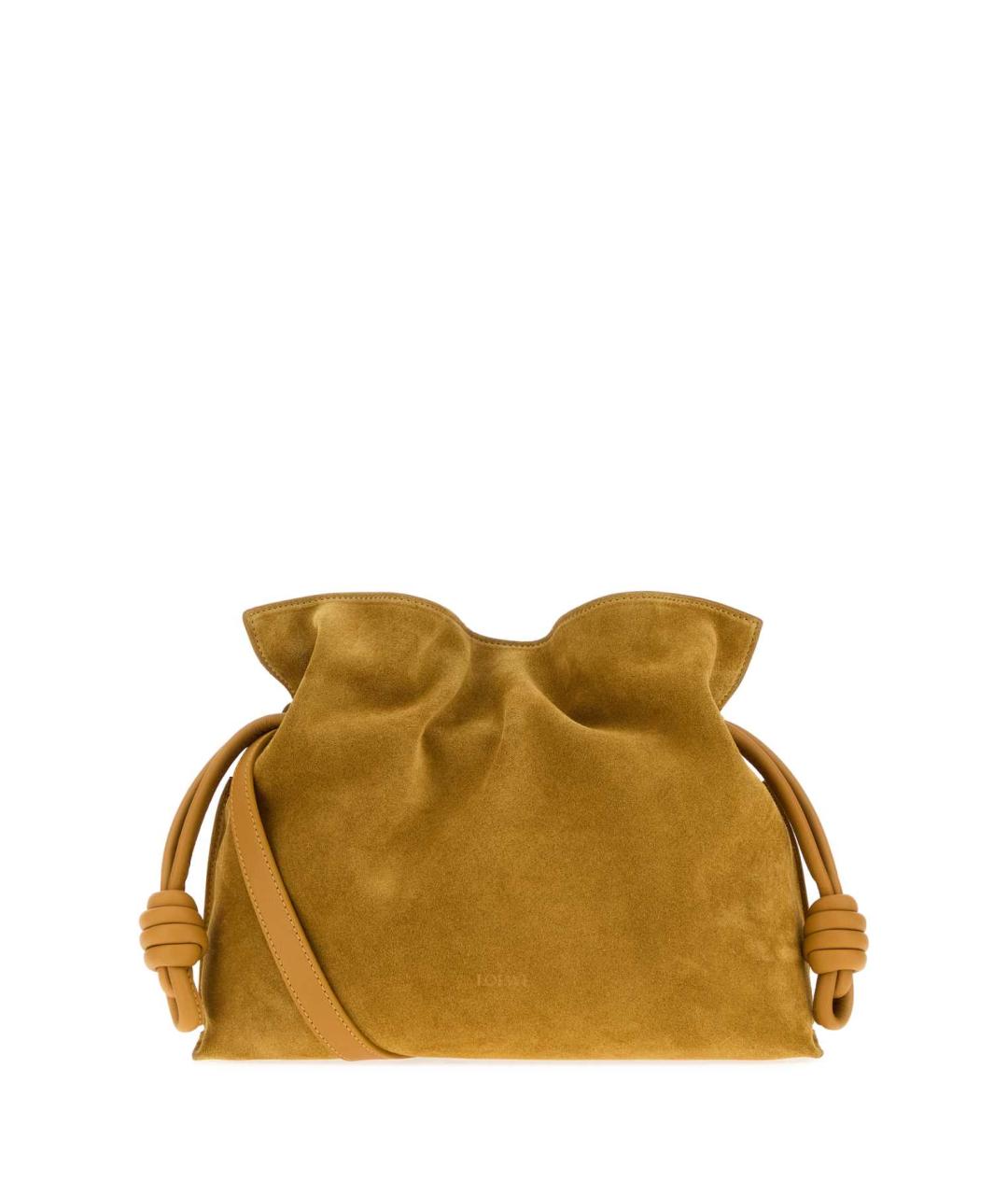 LOEWE Горчичная кожаная сумка с короткими ручками, фото 3