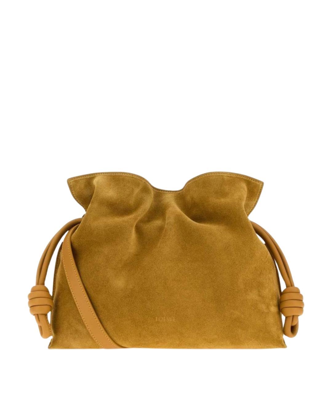 LOEWE Горчичная кожаная сумка с короткими ручками, фото 1