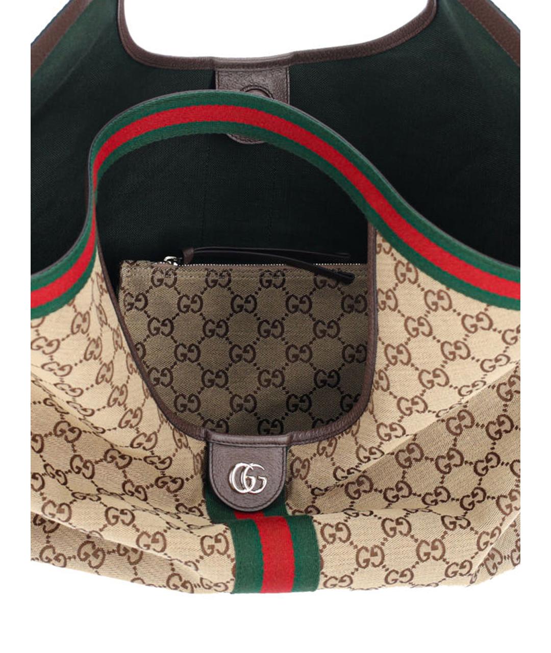 GUCCI Бежевая сумка тоут из канвы, фото 4