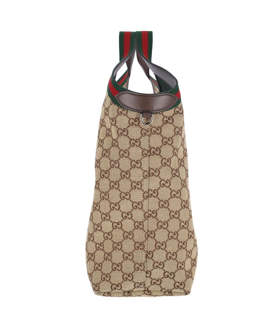 GUCCI Бежевая сумка тоут из канвы, фото 5