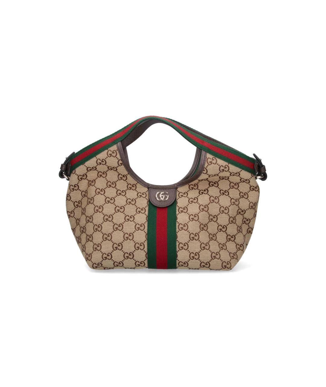 GUCCI Бежевая сумка тоут из канвы, фото 6