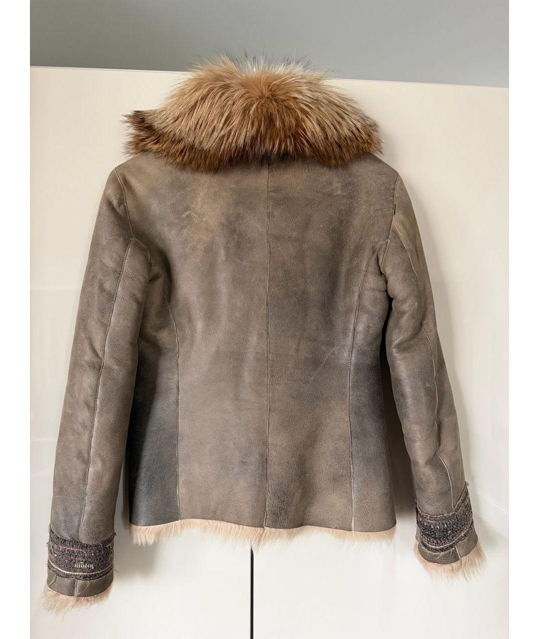 ERMANNO SCERVINO Бежевая кожаная дубленка, фото 2
