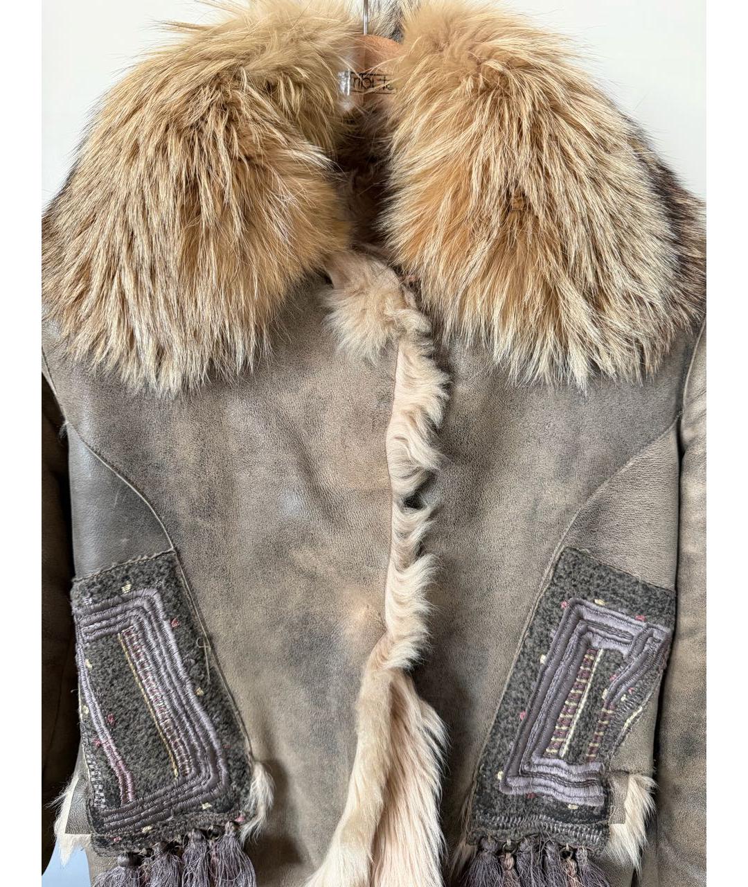 ERMANNO SCERVINO Бежевая кожаная дубленка, фото 4