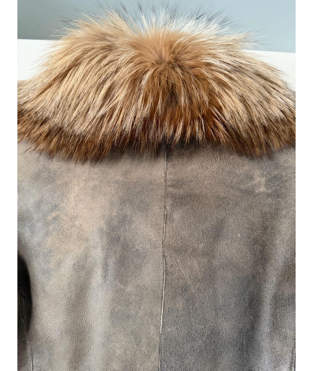 ERMANNO SCERVINO Бежевая кожаная дубленка, фото 3