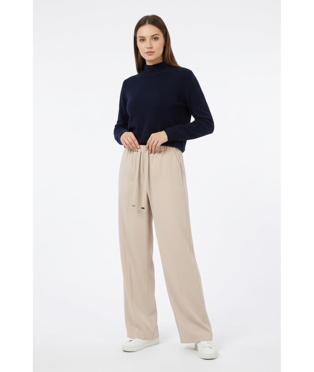 MAX MARA Бежевые шерстяные прямые брюки, фото 3