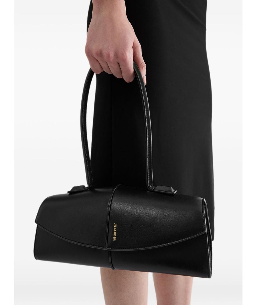 JIL SANDER Черная кожаная сумка через плечо, фото 4