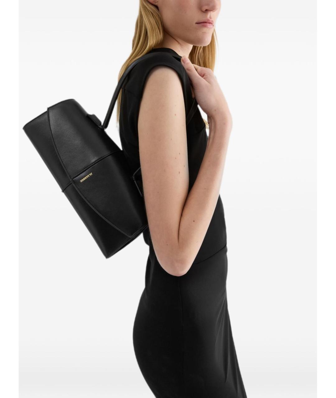 JIL SANDER Черная кожаная сумка через плечо, фото 2