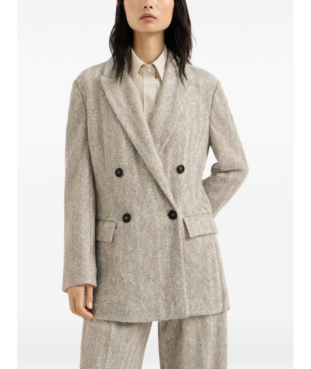 BRUNELLO CUCINELLI Бежевая шерстяная куртка, фото 4