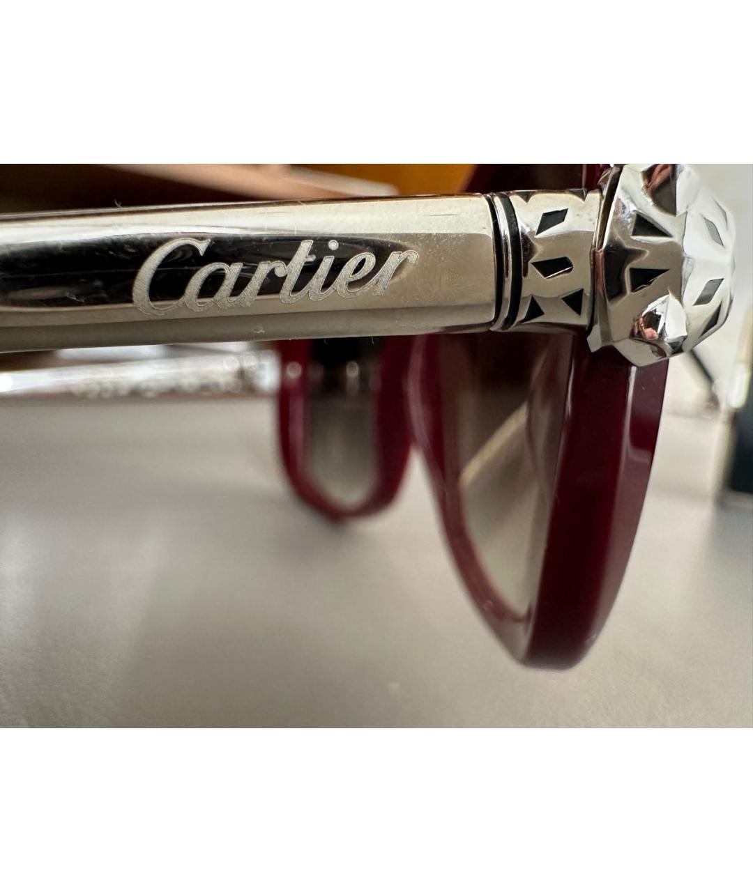CARTIER Бордовые пластиковые солнцезащитные очки, фото 2