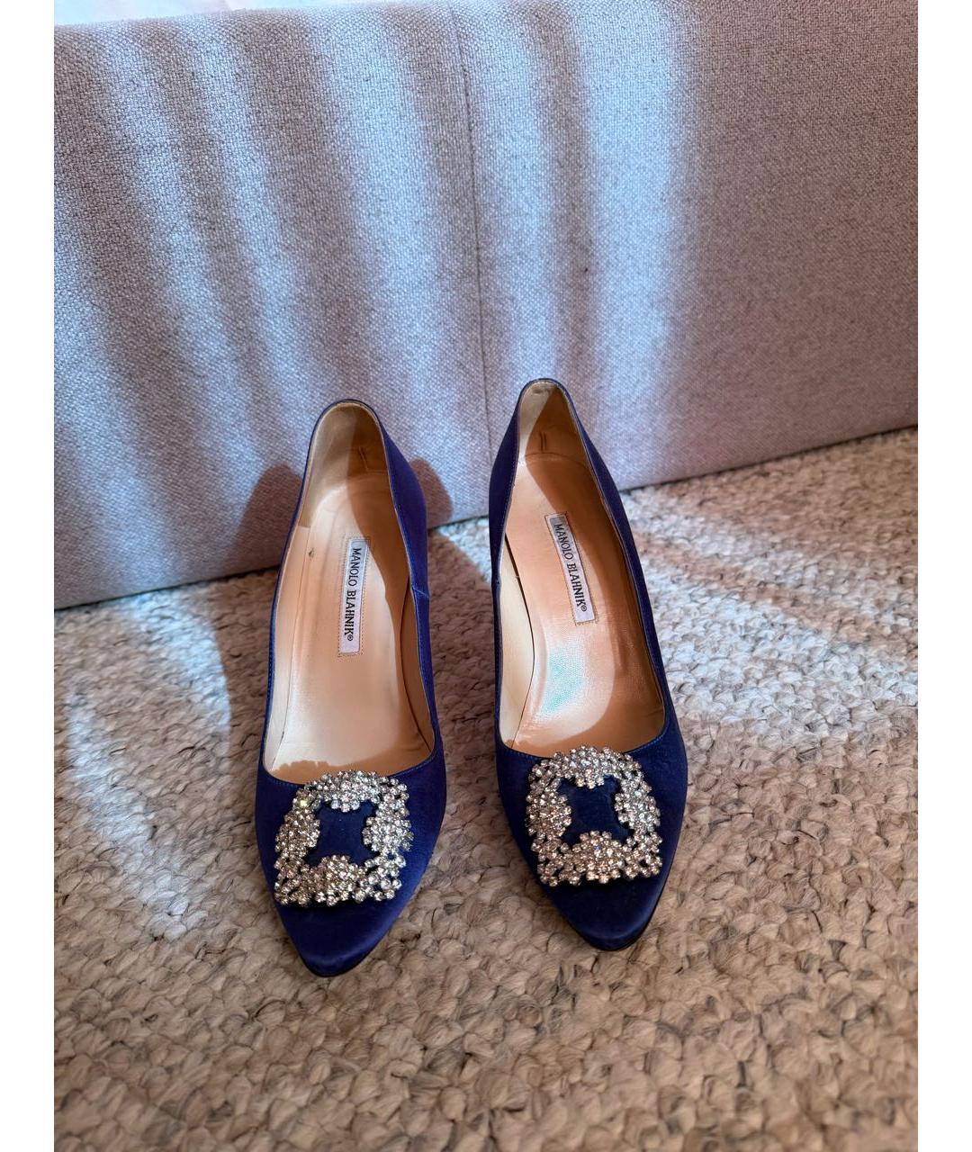 MANOLO BLAHNIK Синие текстильные туфли, фото 2