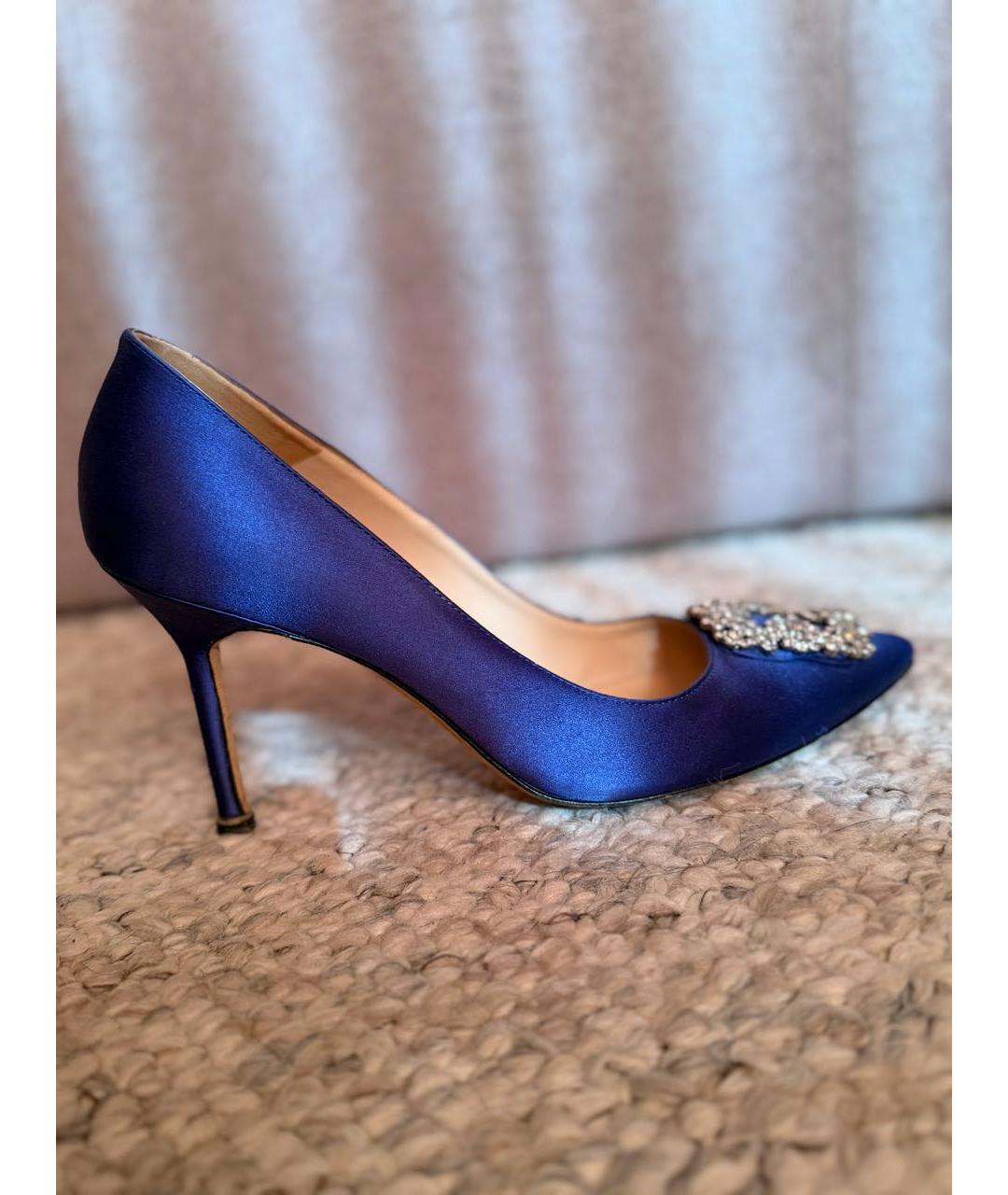 MANOLO BLAHNIK Синие текстильные туфли, фото 5